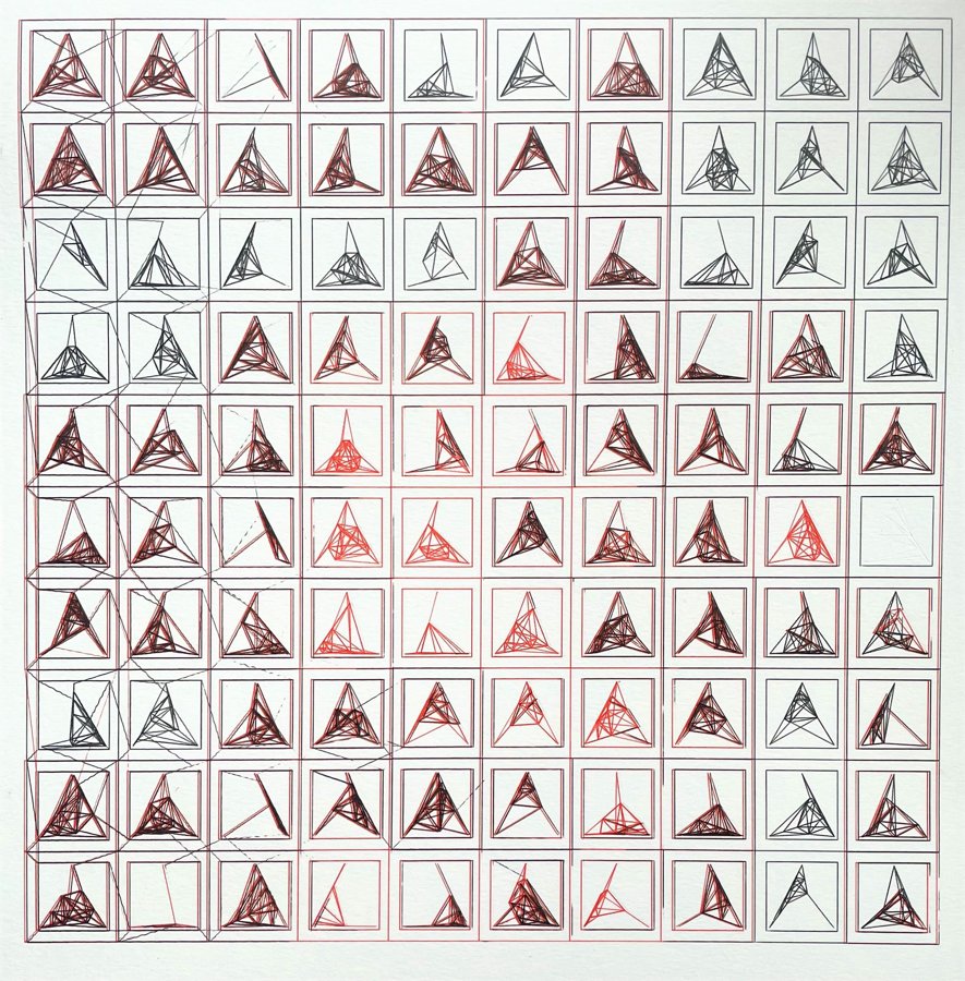 100 Sierpinski triangles