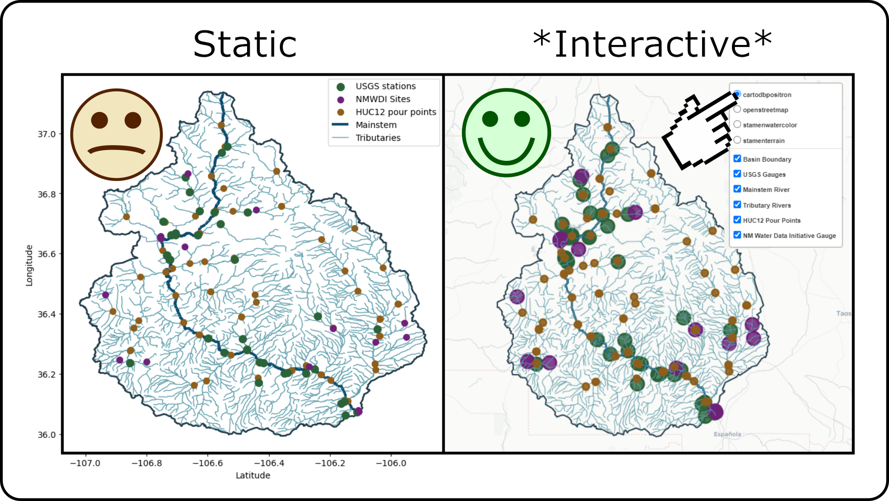 Comparing interactive vs static maps